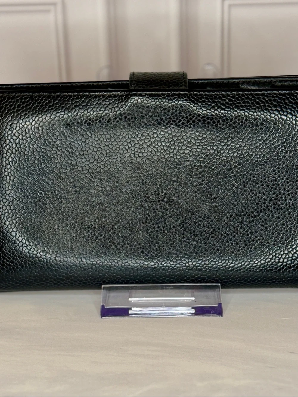CHANEL Cambon Ligne Black Caviar Leather Long Snap Bifold Wallet Full Inclusion